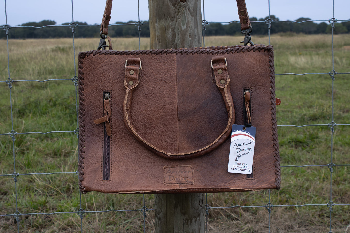 Red Tooled Leather Concealed Carry Purse
