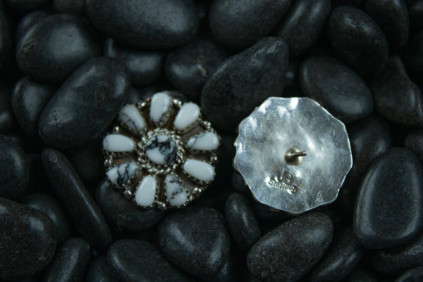 White Buffalo Turquoise Cluster Earrings