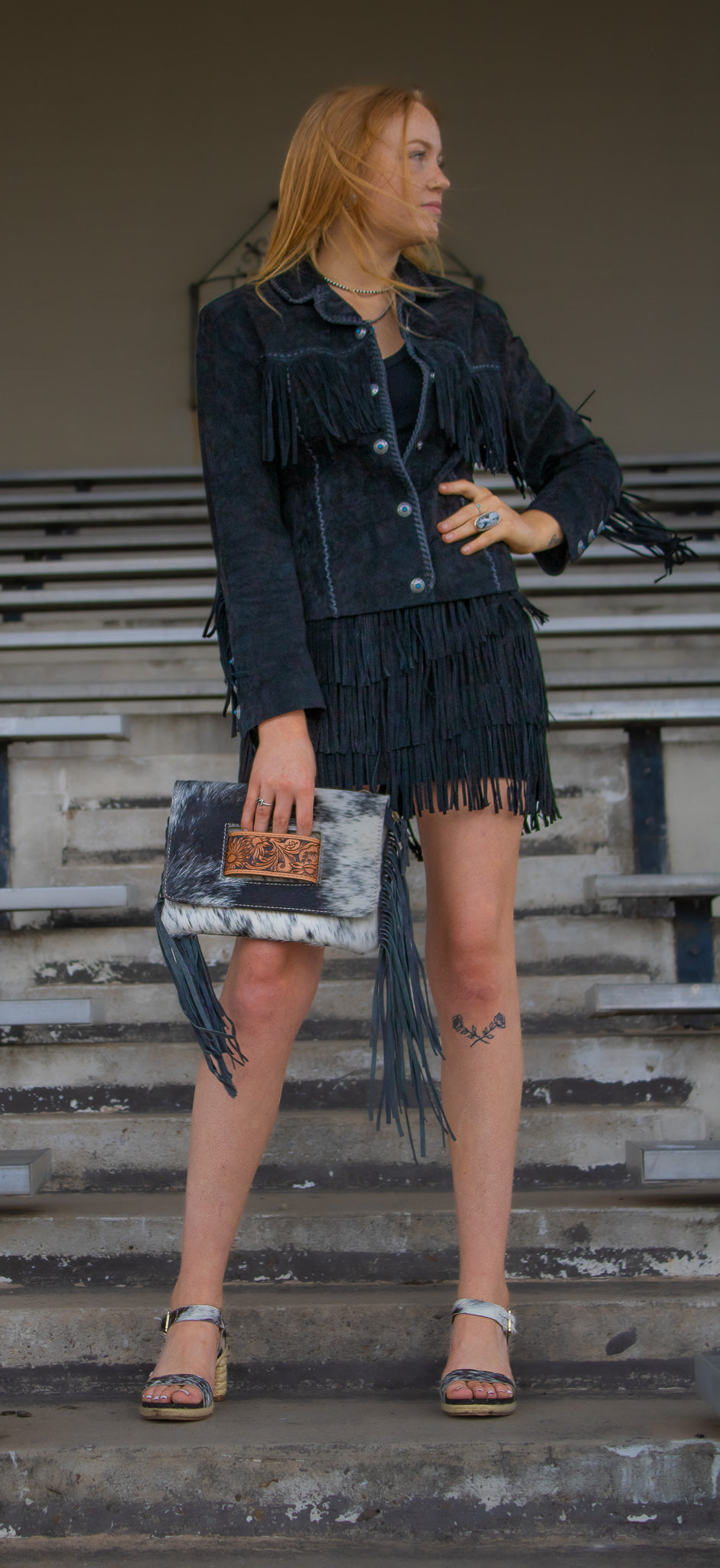 Carter Leather Fringe Skirt