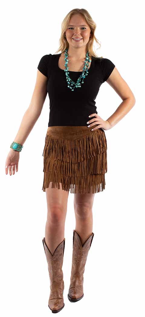 Carter Leather Fringe Skirt