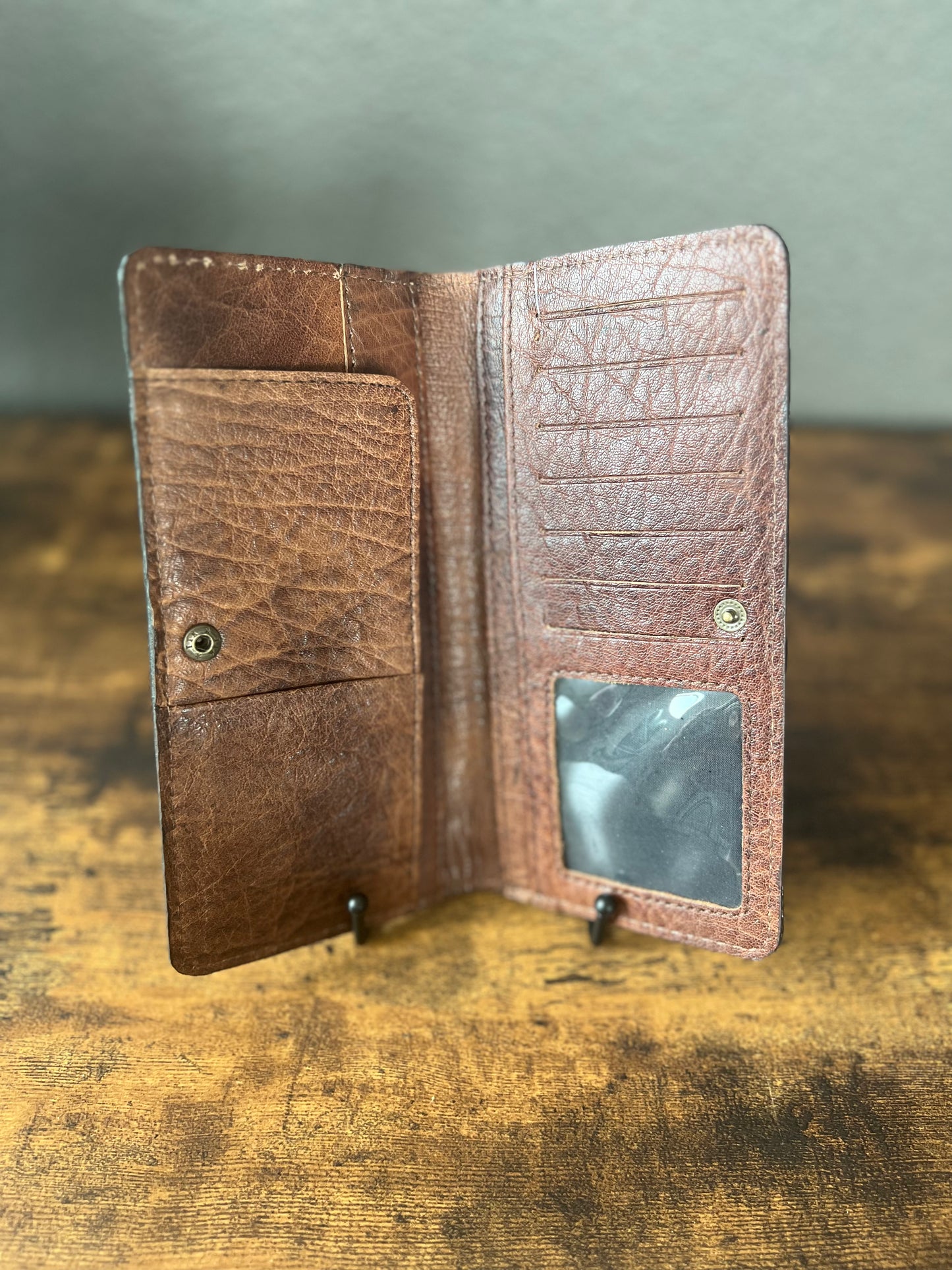 Tooled Tan Leather Wallet