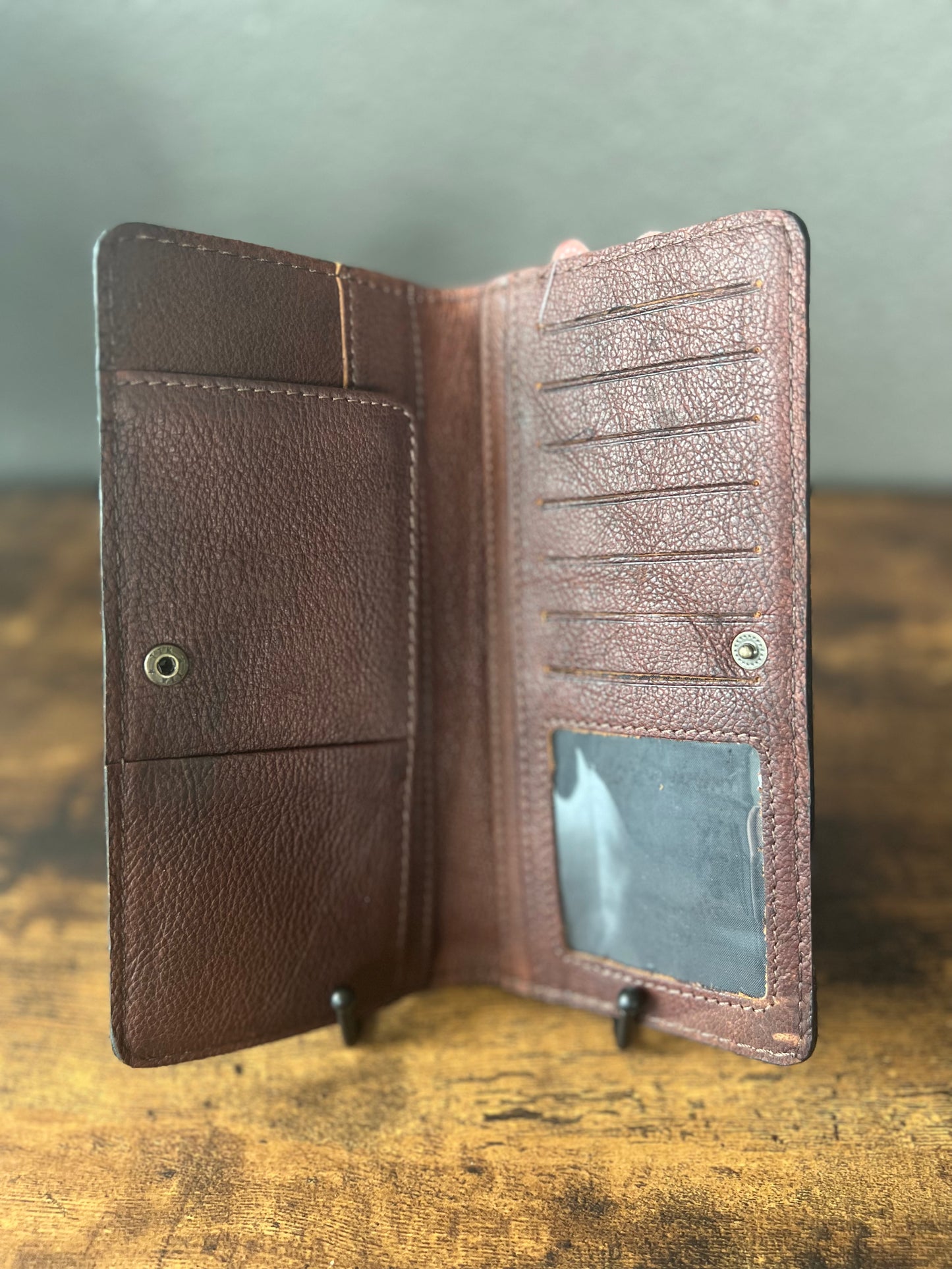 Dark Tan Tooled Leather Wallet