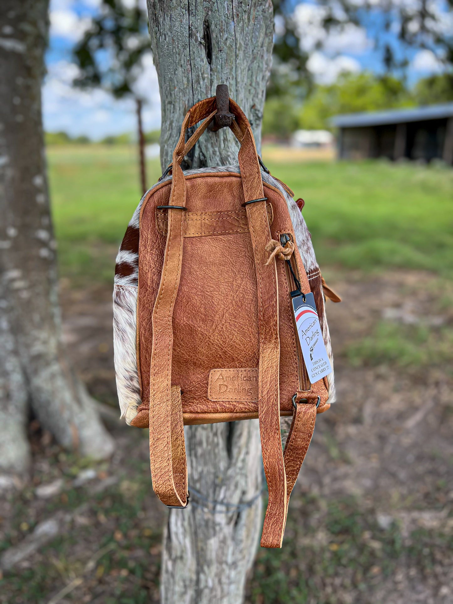 Neutral Cowhide Concealed Carry Backpack