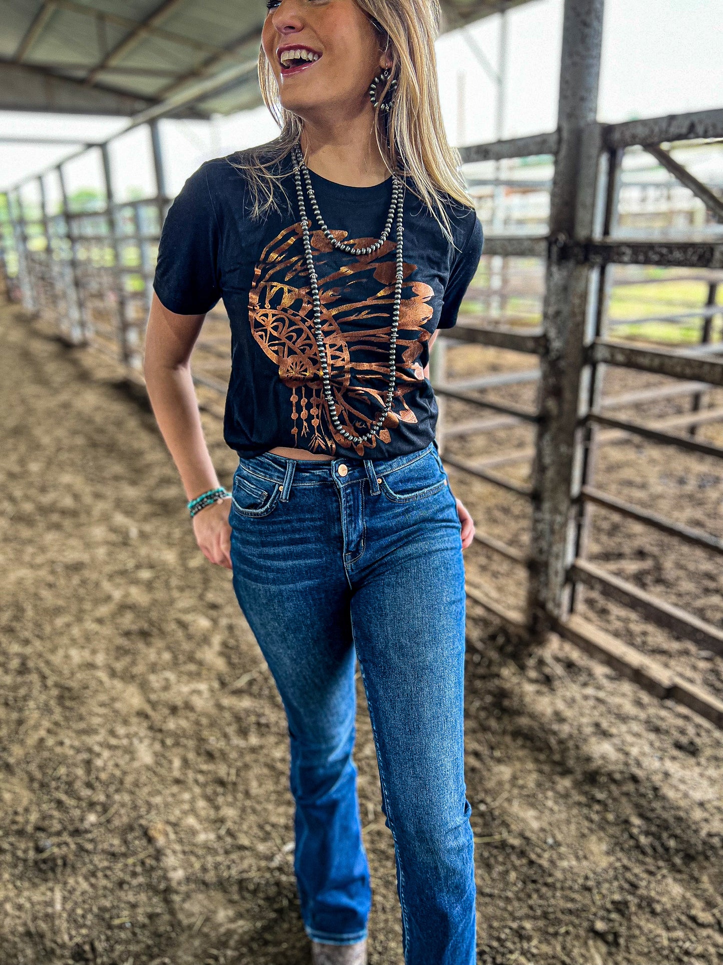 Metallic Native American Headdress Tee