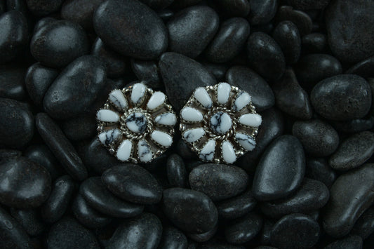 White Buffalo Turquoise Cluster Earrings