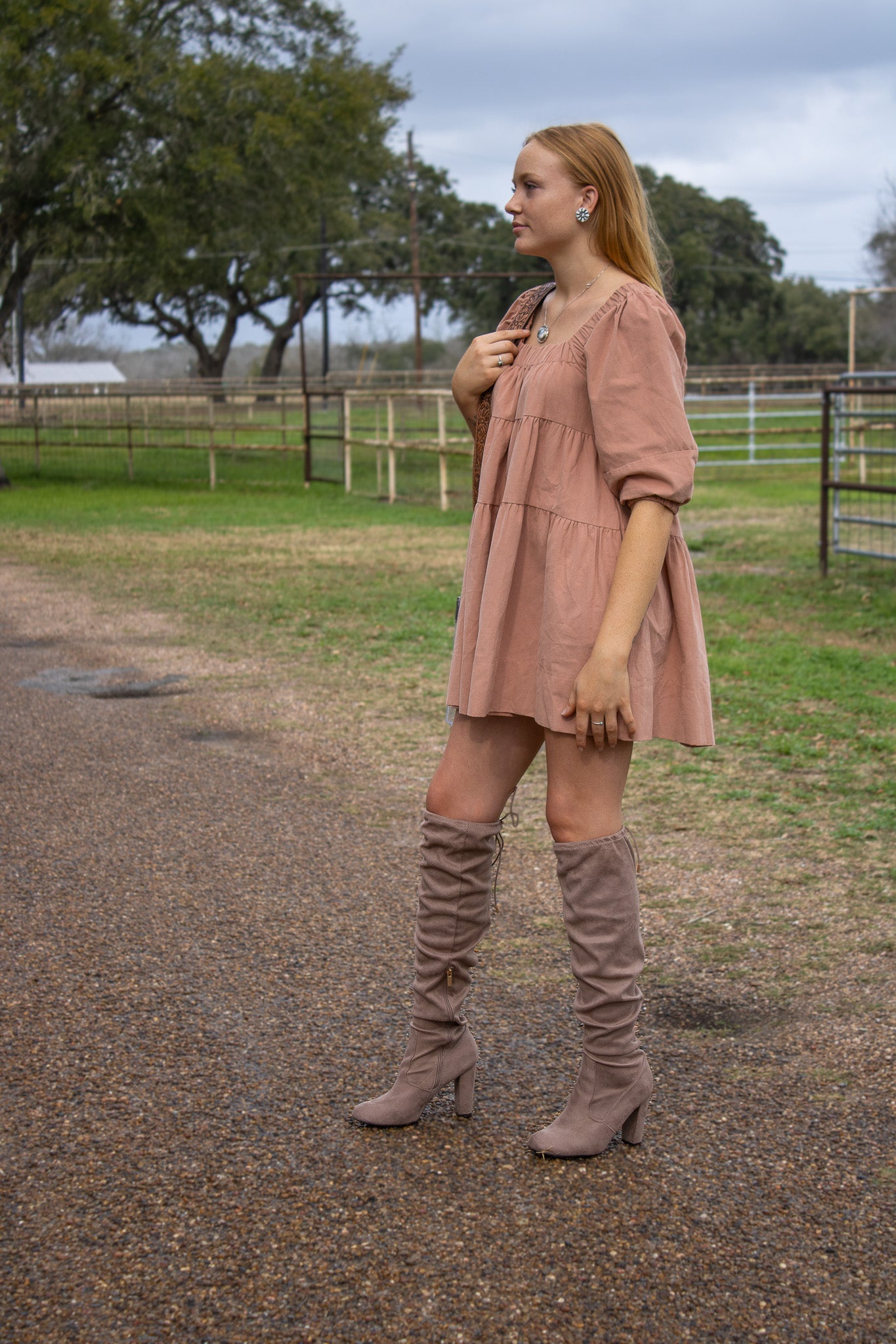 Apricot Denim Dress