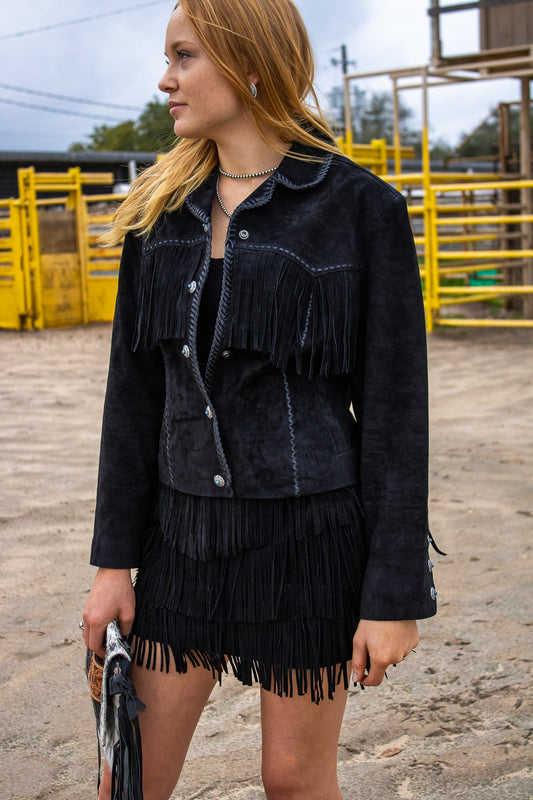 Avery Suede Leather Fringe Jacket