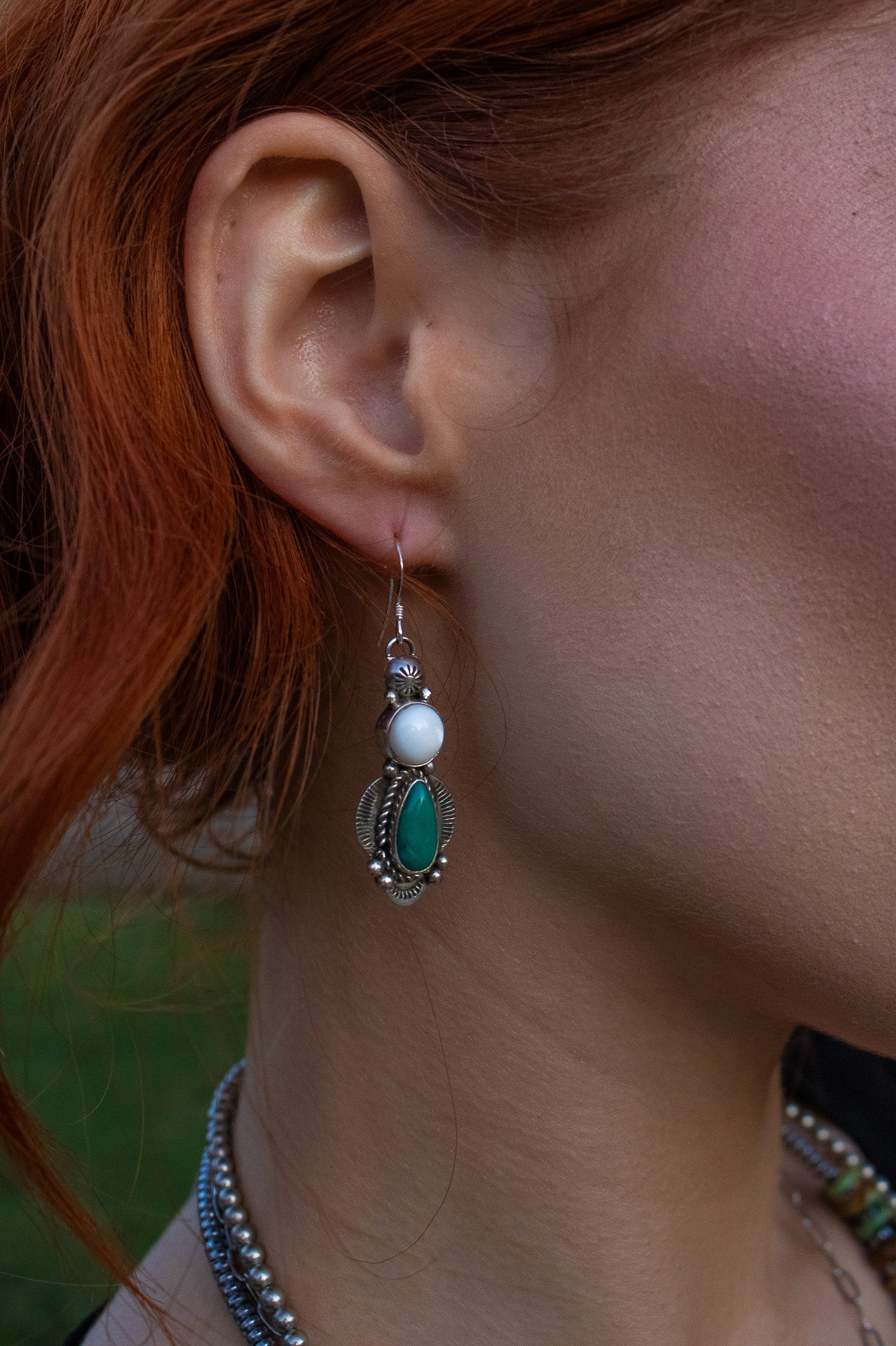 Tyrone Turquoise and Fresh Water Pearls Earrings