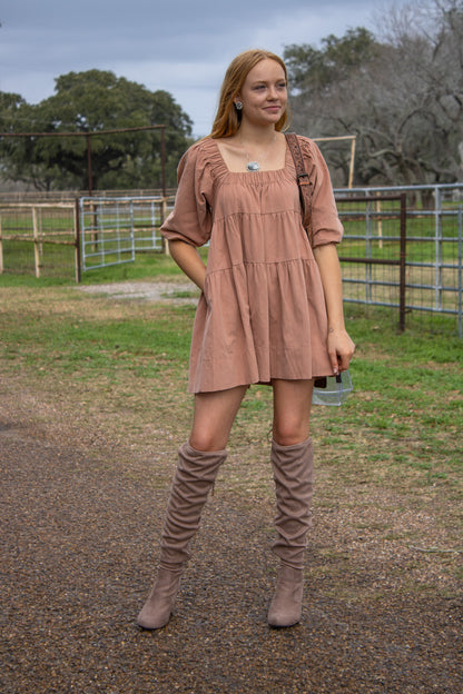 Apricot Denim Dress