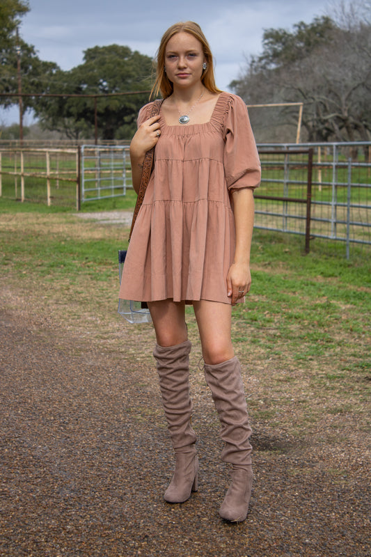 Apricot Denim Dress