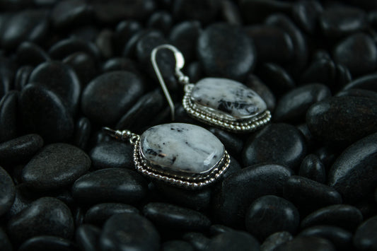 White Buffalo Turquoise Pentagon Earrings