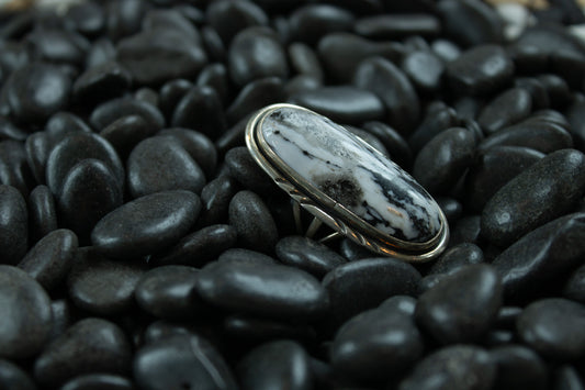 White Buffalo Turquoise Ring Size 8