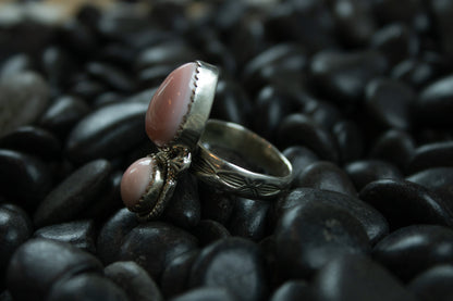 Pink Conch and Sterling Silver Adjustable Ring