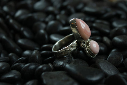 Pink Conch and Sterling Silver Adjustable Ring